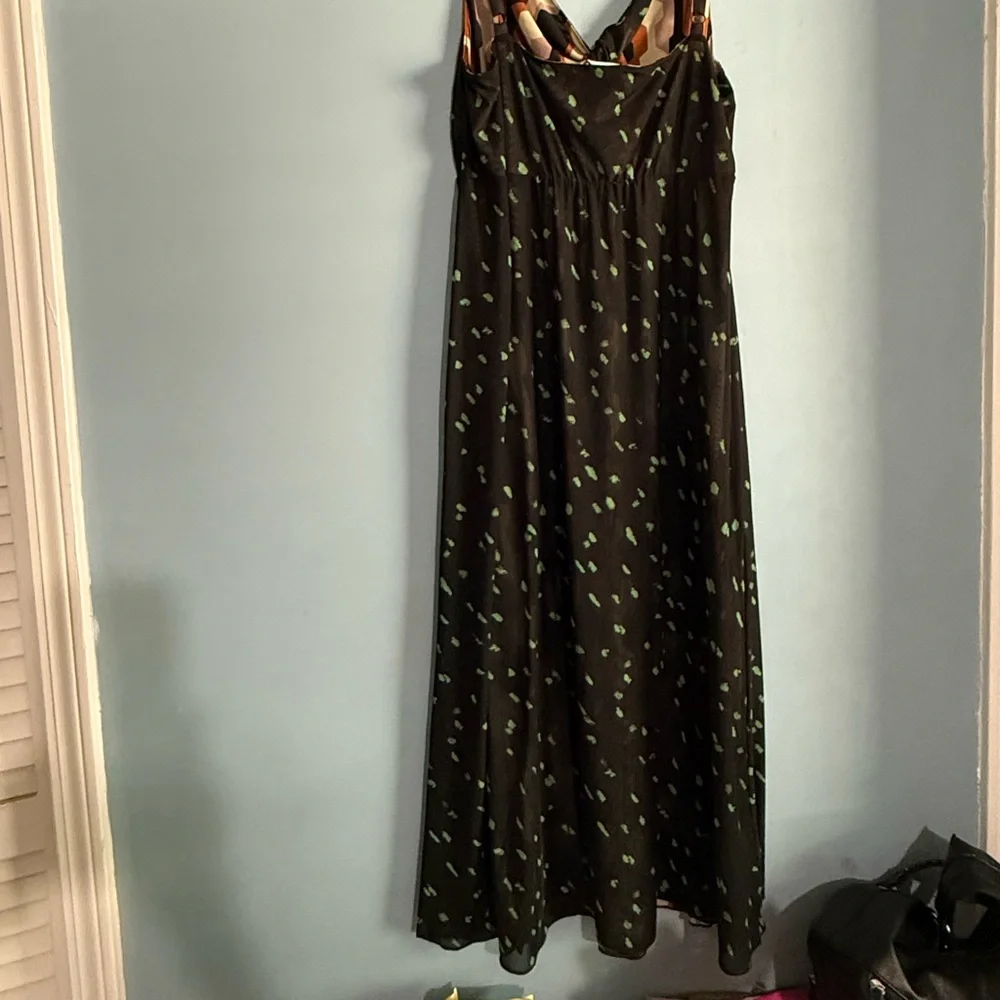 CAbi Brown and Black Geometric Maxi Dress Reversible Dress - Picture 16 of 16